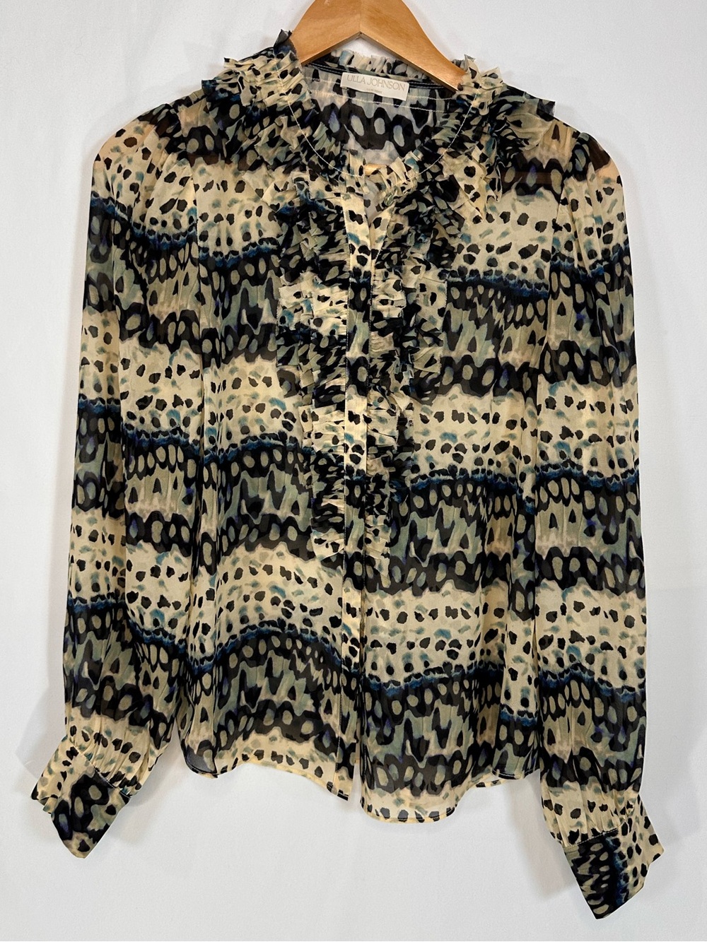 Ulla Johnson Clio Blouse Silk Ruffle Long Sleeve Boho Luxury Sz 4 Capsule - Picture 3 of 9